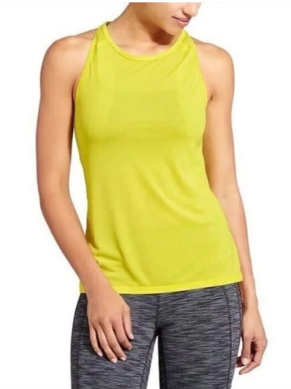 Athleta Surge Mesh Racerback Tank Neon Chartreuse 347776 Athletic Workout Gym